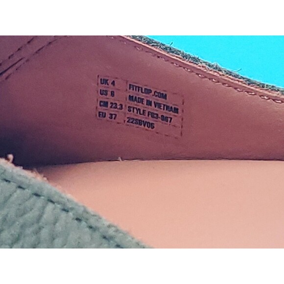 Fitflops Cloggs Sz 6 Women Green Leather Shoe Boho Preppy Buckle Teacher Slip On - Picture 5 of 10